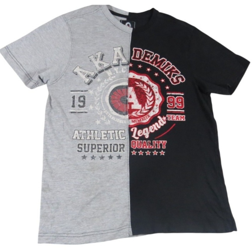 Akademiks Shirt Men Small Gray Black Split Athletic Superior VTG Y2K Hip Hop EUC